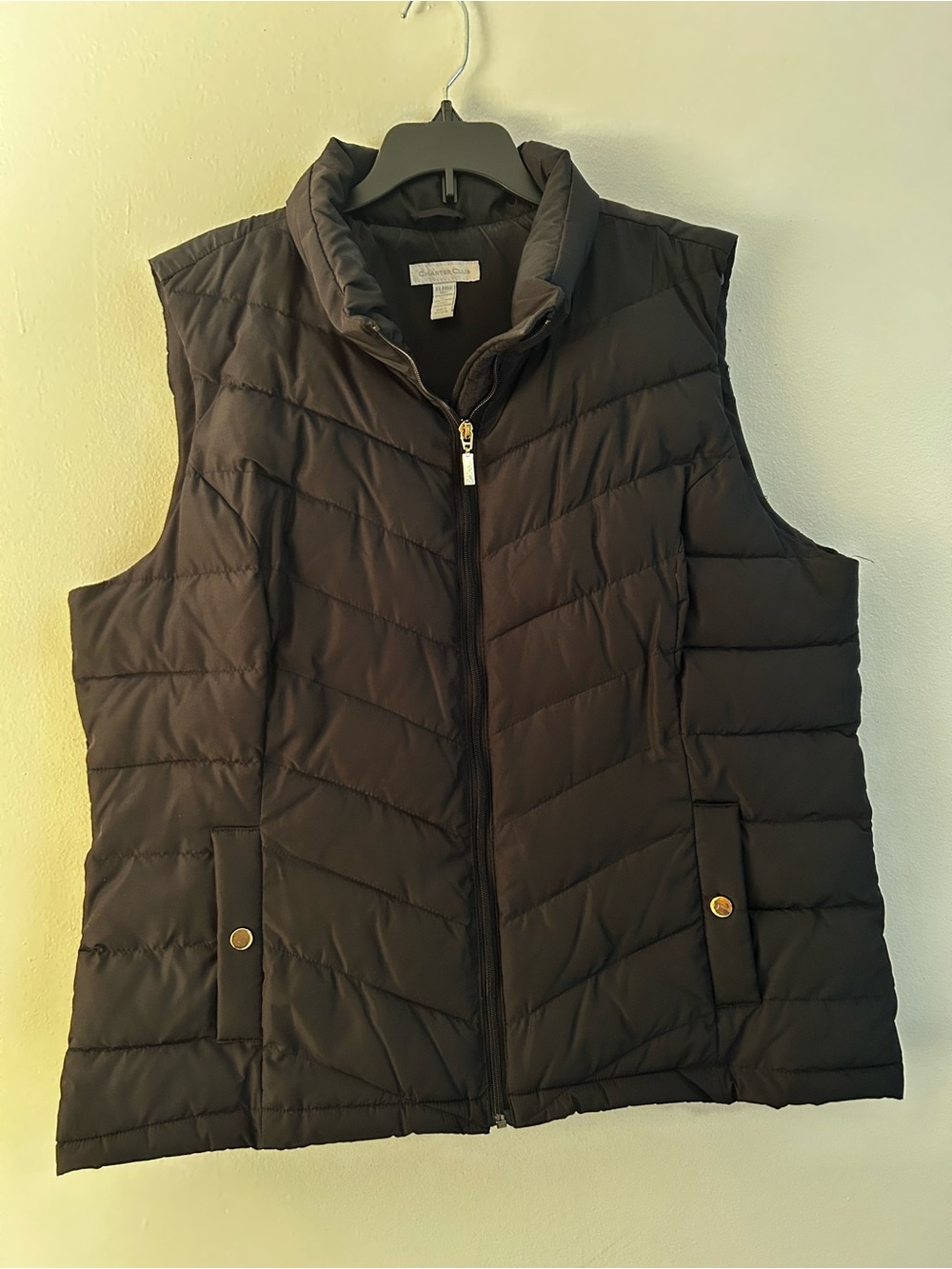 Charter Club Black Quilted Puffer Vest
